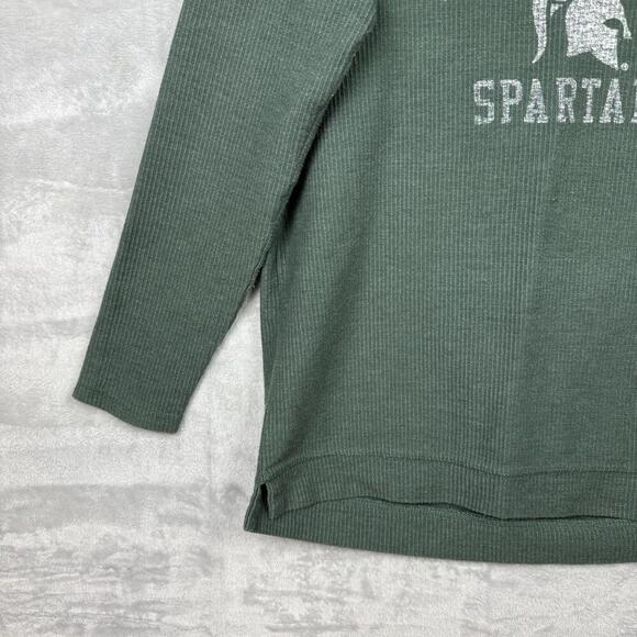 Y2K Champion Michigan State Spartans Waffle Knit Thermal Shirt Green Size S NCAA - Picture 6 of 11